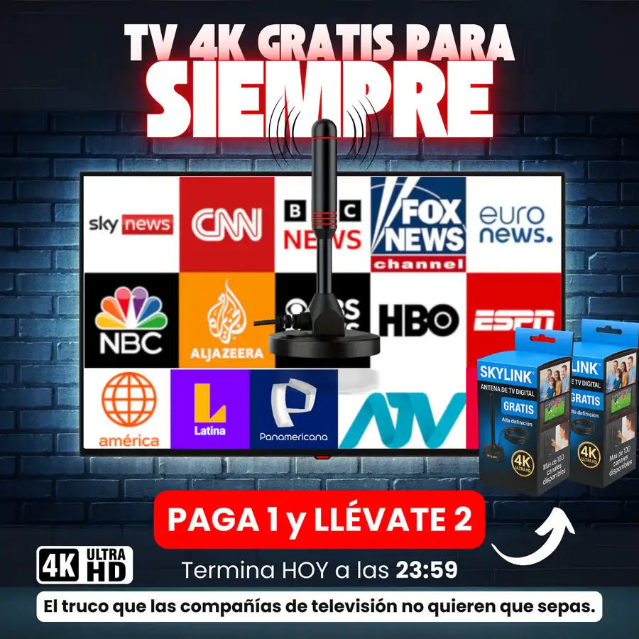 COMPRA 1 y LLÉVATE 2 - SkyLink™ - Antena Digital 4k – Más Canales, Más Calidad, Cero Costos